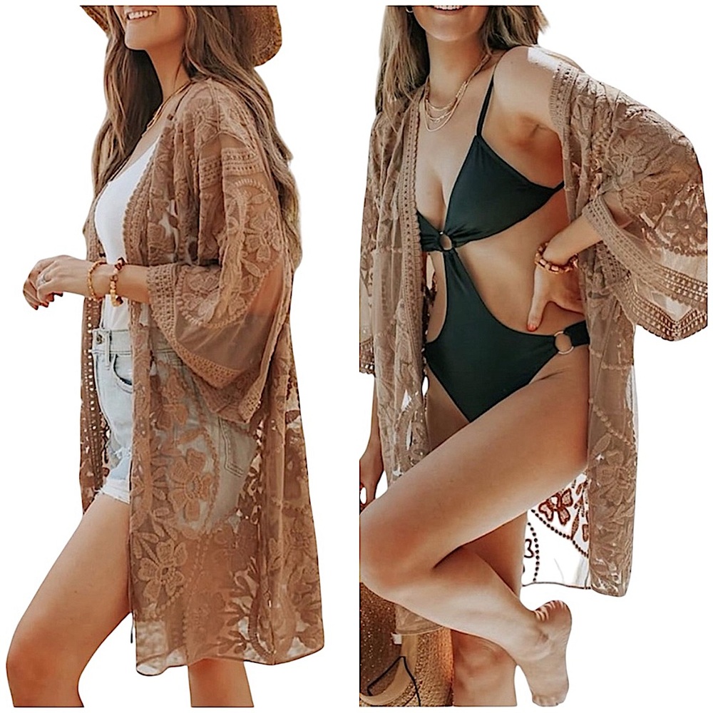 NWOT Kimonos Lace Self Tie Cover Up
